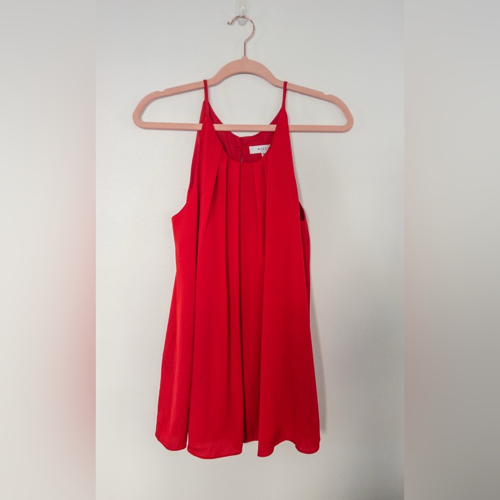 Milly Sleeveless Silk High Neck Swing Tank Tomato Red Size 6